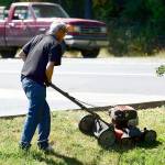 David, who asked not to include his last name, works at Serenity House on Monday as part of the nonprofit&rsquo;s program aimed at putting panhandlers to work. (Jesse Major/Peninsula Daily News) ​