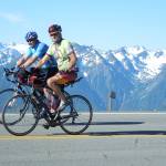 Port Angeles Regional Chamber of Commerce                                Riders cycle down Hurricane Ridge Road during a recent Ride the Hurricane event. Registration for Sunday&rsquo;s ride is available today and Saturday from 10 a.m. to 4 p.m. at the Port Angeles Visitor Center, 121 E. Railroad Ave., and Sunday starting at 6 a.m. in the Peninsula College parking lot.