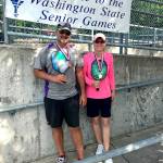 Marc Connelly of Sequim and Karla Hubbell of Tacoma won the gold medal in the 60-69 pickleball division at the Senior Games held in Auburn July 21-23.