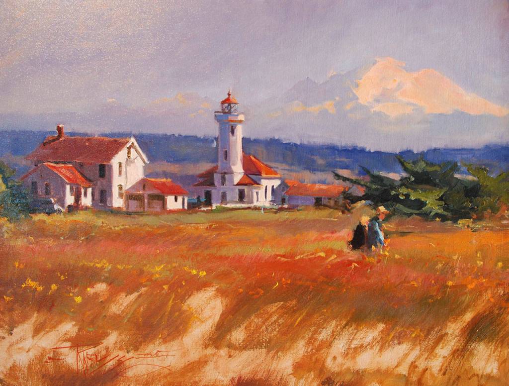 Robin Weiss&rsquo; painting of the Point Wilson lighthouse was among last year&rsquo;s Paint the Peninsula displays at the Port Angeles Fine Arts Center. (Port Angeles Fine Arts Center)