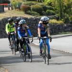 A group of bicyclists enjoy the view as they pedal on the Olympic Discovery Trail through the Jamestown S&rsquo;Klallam tribal government campus in Blyn on Saturday. (Keith Thorpe/Peninsula Daily News)