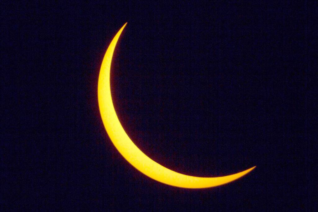 The 2017 solar eclipse, at 93 percent totality, is seen in Port Townsend. (Steve Mullensky/for Peninsula Daily News)