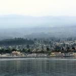 Smoke from wildfires across the state shrouds Port Angeles on Tuesday as it settles into the region. (Jesse Major/Peninsula Daily News)