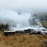 An abandoned recreational vehicle in the 400 block of Center Road in Chimacum was accidentally burned down Friday. (East Jefferson Fire-Rescue)