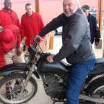 Part of this week&rsquo;s Twilight festival is the new Forever Twilight in Forks Collection at the Rainforest Arts Center, 35 N. Forks Ave. Forks resident Donald Grafstrom is shown on the motorcycle ridden by character Jacob Black in the movie series when the collection items arrived in Forks this year. (Christi Baron/Olympic Peninsula News Group)