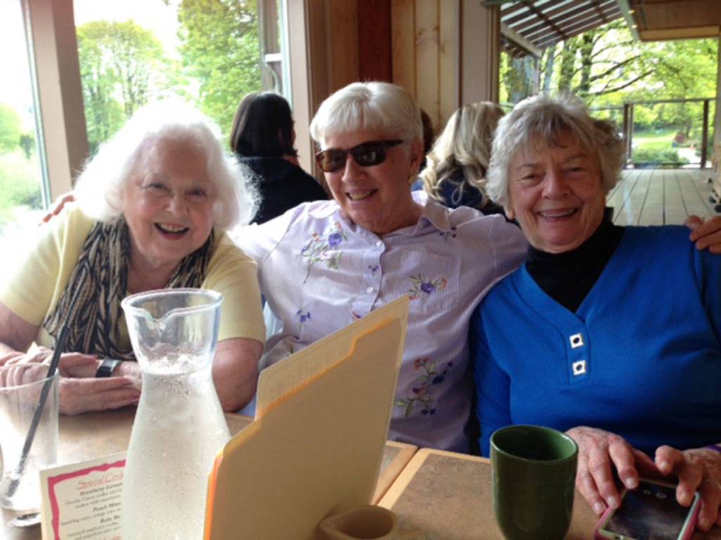 Earlier this year, six of seven friends met up to celebrate turning 85, including, from left, Dorothy Hanson, Pat Davey and JoAnn Fisher. Not pictured are Elizabeth Kelly, Mary Anne Gennette and Arlis Rutherford.