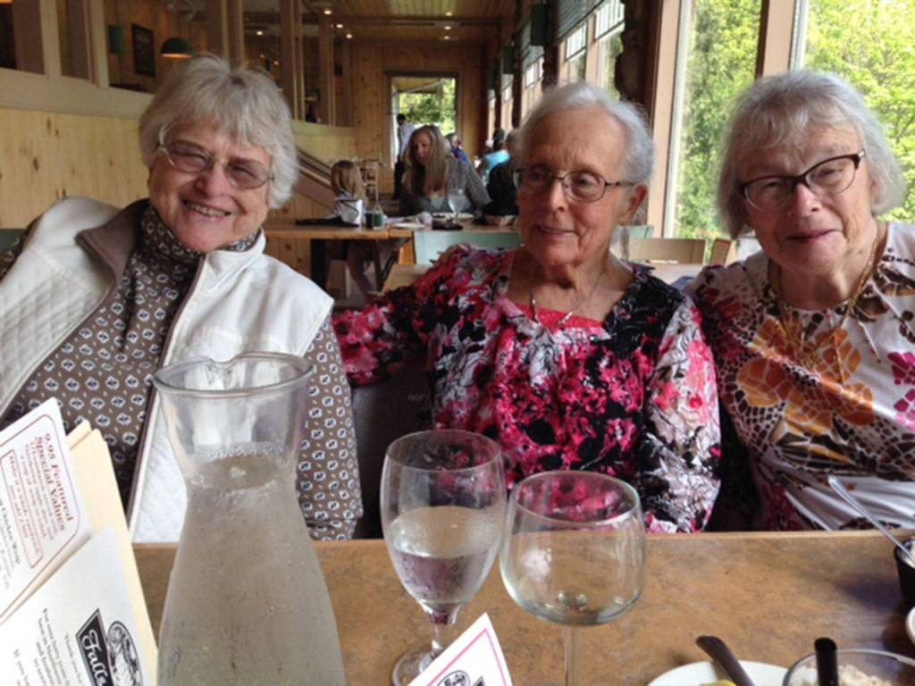 Earlier this year, six of seven friends met up to celebrate turning 85, including, from left, Elizabeth Kelly, Mary Anne Gennette and Arlis Rutherford. Not pictured are Dorothy Hanson, Pat Davey and JoAnn Fisher.