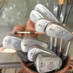 The clubs used by Port Townsend Golf Club General Manager and head pro Gabriel Tonan during the 14th Washington State Hickory Open last Saturday at the Home Course in Dupont.
