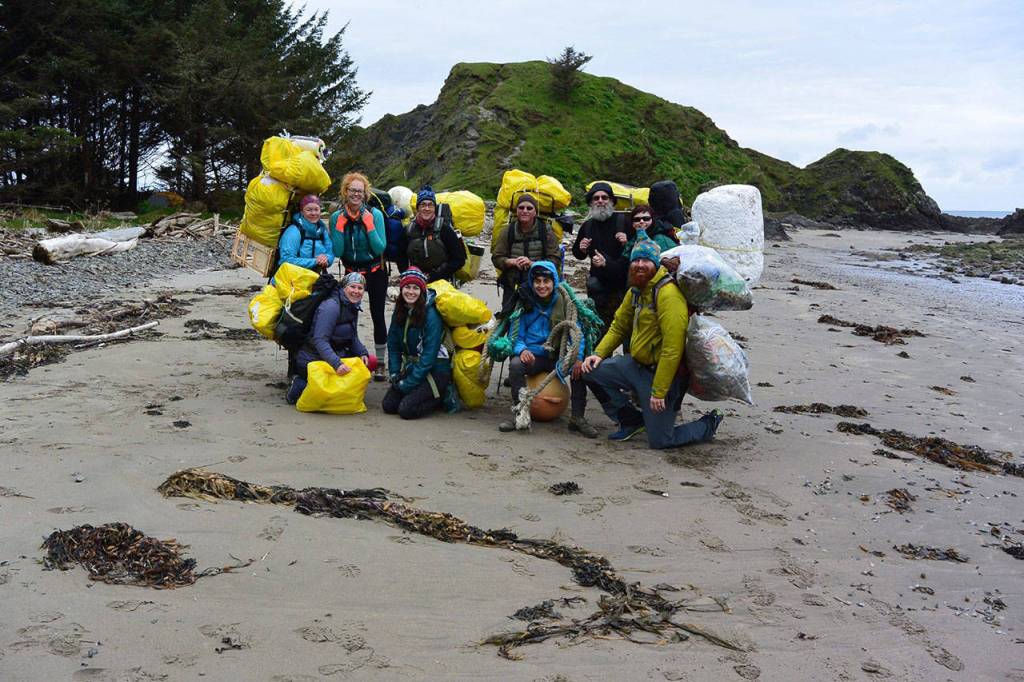 Participants in the 10th annual Washington Coast Cleanup this spring cleared garbage from a stretch of beach near Lake Ozette. (Stefani Ryan)