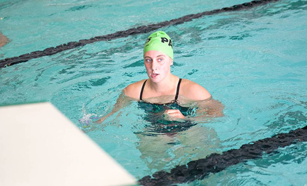 Patty Reifenstahl                                Port Angeles&rsquo; Erin Edwards swam a leg on the Riders&rsquo; 200 free relay team that qualified for state in a meet against Bainbridge.