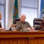 Jefferson County Commissioners Kate Dean, David Sullivan and Kathleen Kler approved a grant from the Kitsap Public Health District to help the Jefferson County Public Health implement intervention strategies for tobacco, vapor and marijuana products. (Cydney McFarland/Peninsula Daily News)