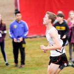 Michael Dashiell/Olympic Peninsula News Group                                Port Townsend&rsquo;s Nathan Cantrell finishes second in the Olympic League Cross Country meet Thursday at Cedars at Dungeness.