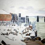 Jim Alden&rsquo;s paintings, including &ldquo;Cannery in the Snow,&rdquo; will be on display at the Port Townsend Library, 1220 Lawrence St., starting today. (Jim Alden)