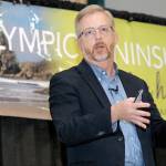 Todd Davidson, chief executive officer for Travel Oregon, delivers the keynote speech during Thursday&rsquo;s 2017 Olympic Peninsula Tourism Summit at the Vern Burton Community Center in Port Angeles. (Keith Thorpe/Peninsula Daily News)