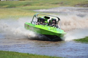 The Port Angeles-based Wicked No. 01 Sprint Boat team of driver Doug Hendrickson and navigator Nichole Heaton-Muller finished second in the 400 class at the Sprint Boat races at Webb's Slough in St. John. (Jeff Halstead/for Peninsula Daily News)