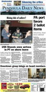 Here is today's front page for our  readers in Clallam county — news tailored to your community. There's more inside that isn't online! ()