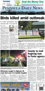 Here is today's front page for our  readers in Clallam County — news tailored to your community. There's more inside that isn't online! ()