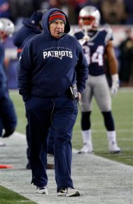 New England Patriots head coach Bill Belichick walks the sidelines. (The Associated Press)