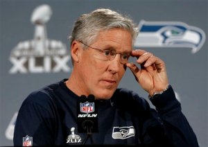 The NFL may not like those "Beast Mode" caps Marshawn Lynch has been wearing during his Super Bowl press appearances