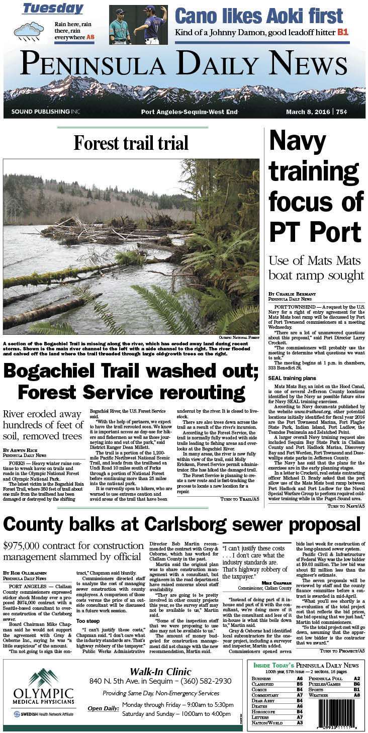Today's front page tailored for the PDN's readers in Clallam County. There's more inside that isn't online! ()