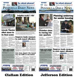 Today's front pages tailored for the PDN's Clallam and Jefferson editions. There's more inside that isn't online! ()