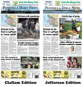 Today's front pages tailored for the PDN's Clallam and Jefferson editions. There's more inside that isn't online! ()