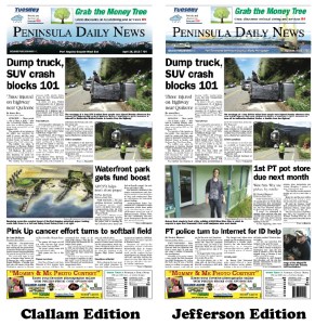 Today's front pages tailored for the PDN's Clallam and Jefferson readers. There's more inside that isn't online! ()
