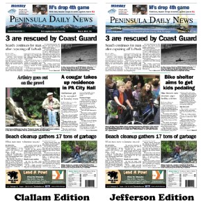Today's front pages tailored for the PDN's Clallam and Jefferson readers. There's more inside that isn't online! ()