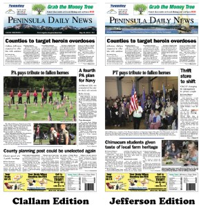 Today's front pages tailored for the PDN's Clallam and Jefferson readers. There's more inside that isn't online! ()