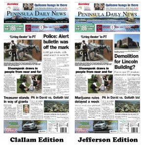 Today's front pages tailored for the PDN's Clallam County and Jefferson County readers. There's more inside that isn't online! ()