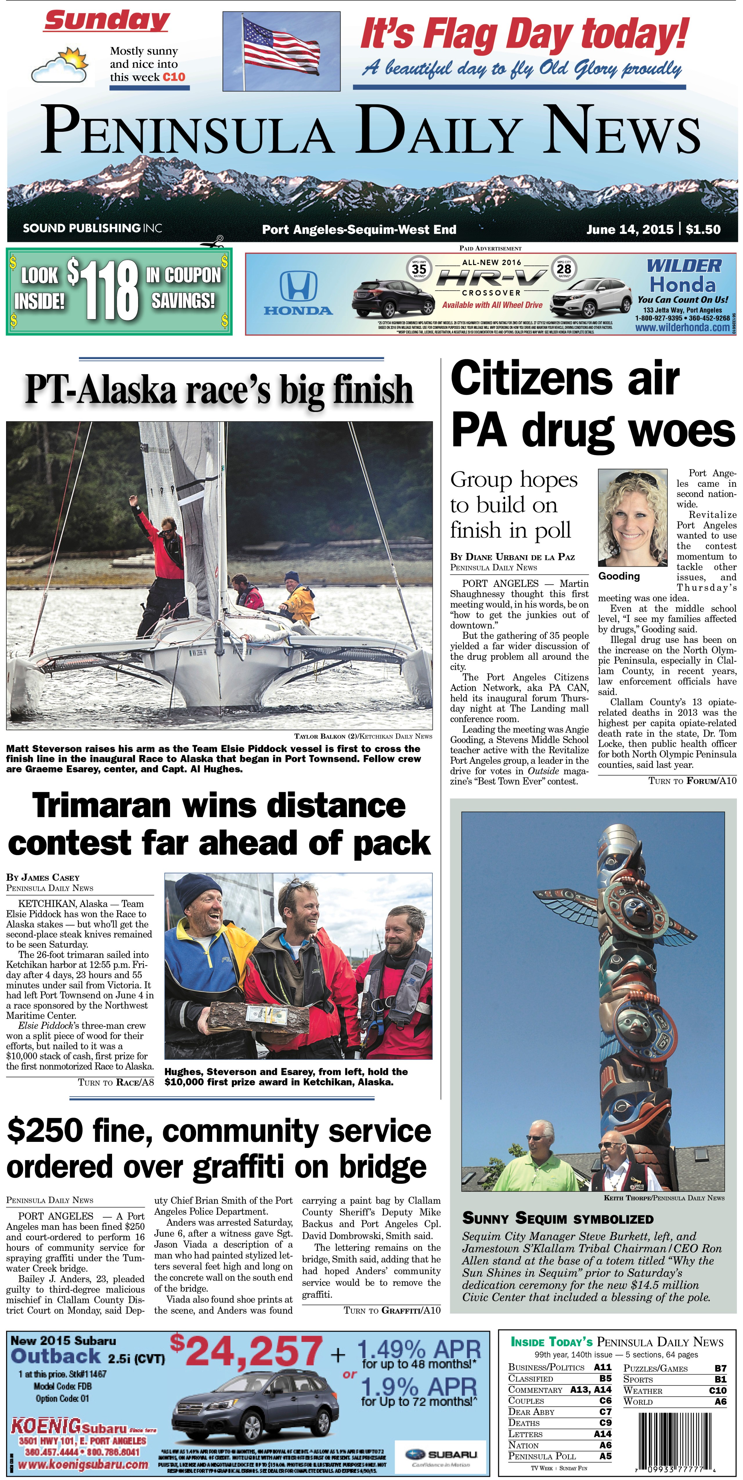 Today's front page tailored for the PDN's Clallam County readers. There's more inside that isn't online! ()