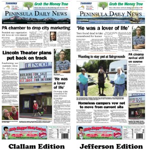 Today's front pages tailored for the PDN's Clallam and Jefferson readers. There's more inside that isn't online! ()