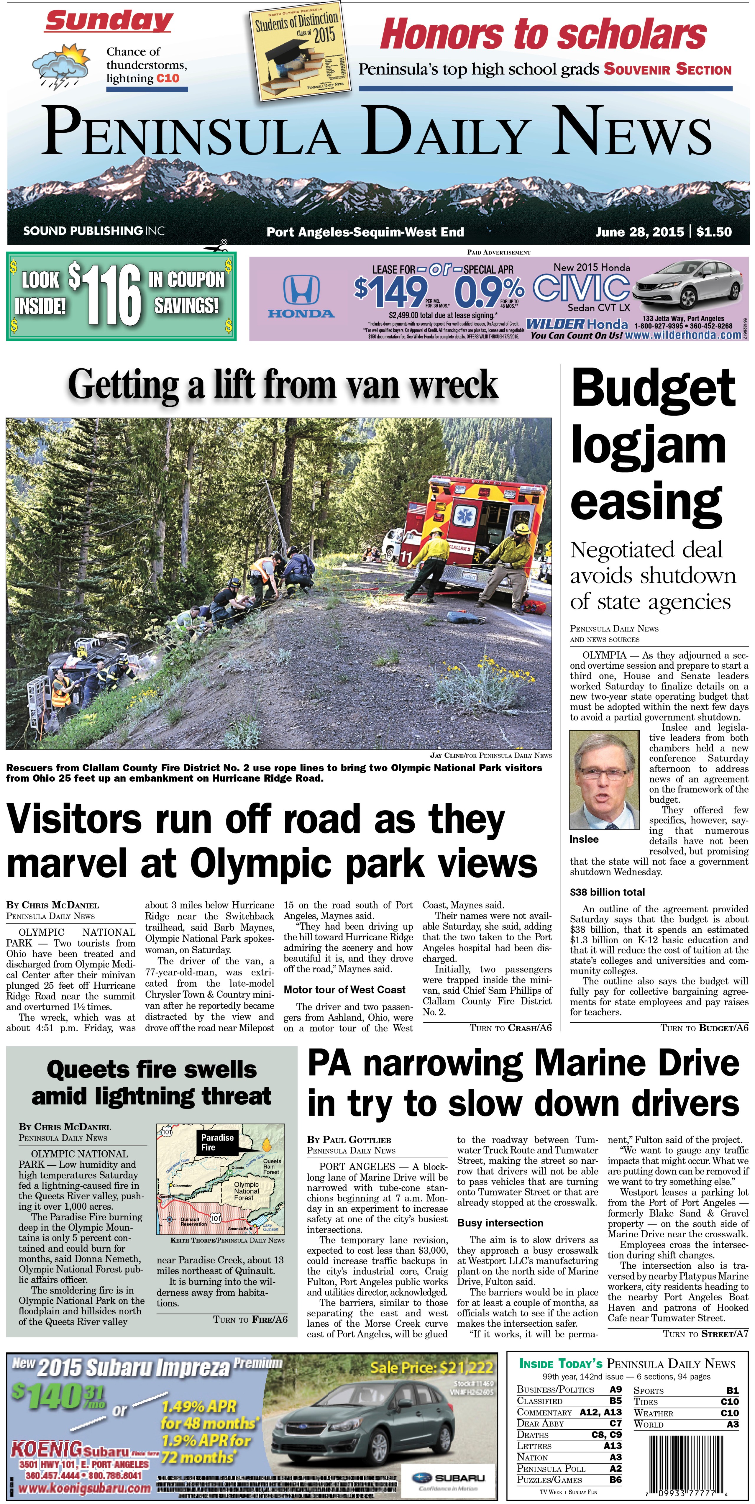 Today's front page tailored for the PDN's readers in Clallam County. There's more inside that isn't online! ()