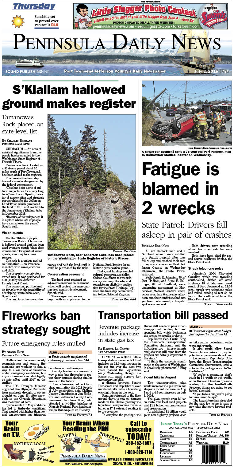 Today's front page tailored for the PDN's readers in Jefferson County. There's more inside that isn't online!