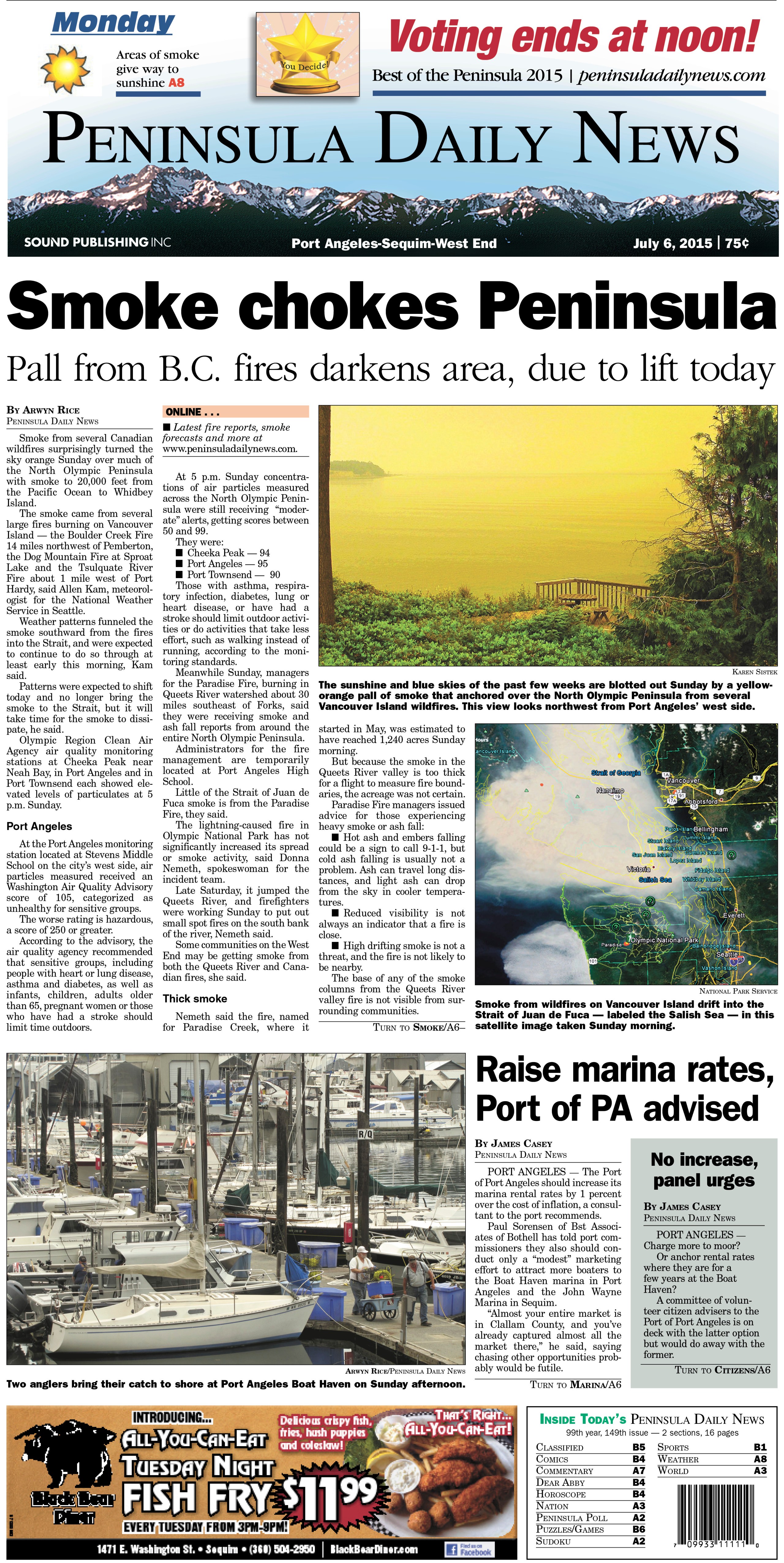 Today's front page tailored for the PDN's readers in Clallam County. There's more inside that isn't online!