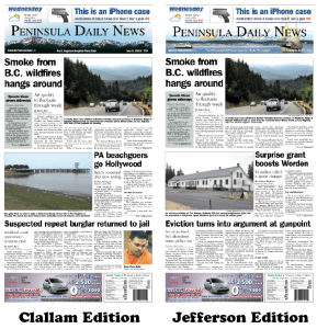 Today's front pages tailored for the PDN's readers in Clallam and Jefferson counties. There's more inside that isn't online!