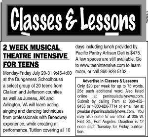 The current 'Classes & Lessons' (Click on image to enlarge)