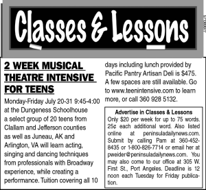 The current 'Classes & Lessons' (Click on image to enlarge)