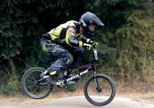 Professional BMX rider Josh Klatman of Port Orchard competes in a pro-am race at Port Angeles BMX Track earlier this month. Ryan Hardy