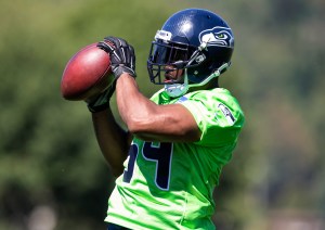 Seattle Seahawks linebacker Bobby Wagner catches a ball in drills during training camp Friday in Renton. Stephen Brashear/The Associated Press