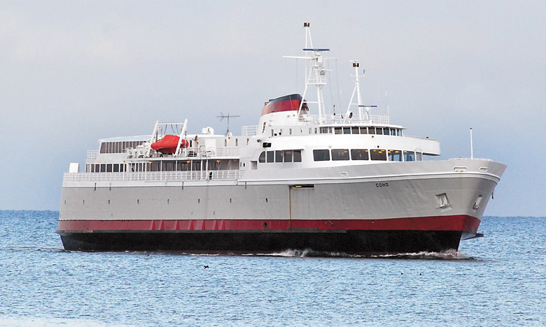 The auto/passenger ferry MV Coho approches Port Angeles on its return trip from Victoria. (Keith Thorpe/Peninsula Daily News)