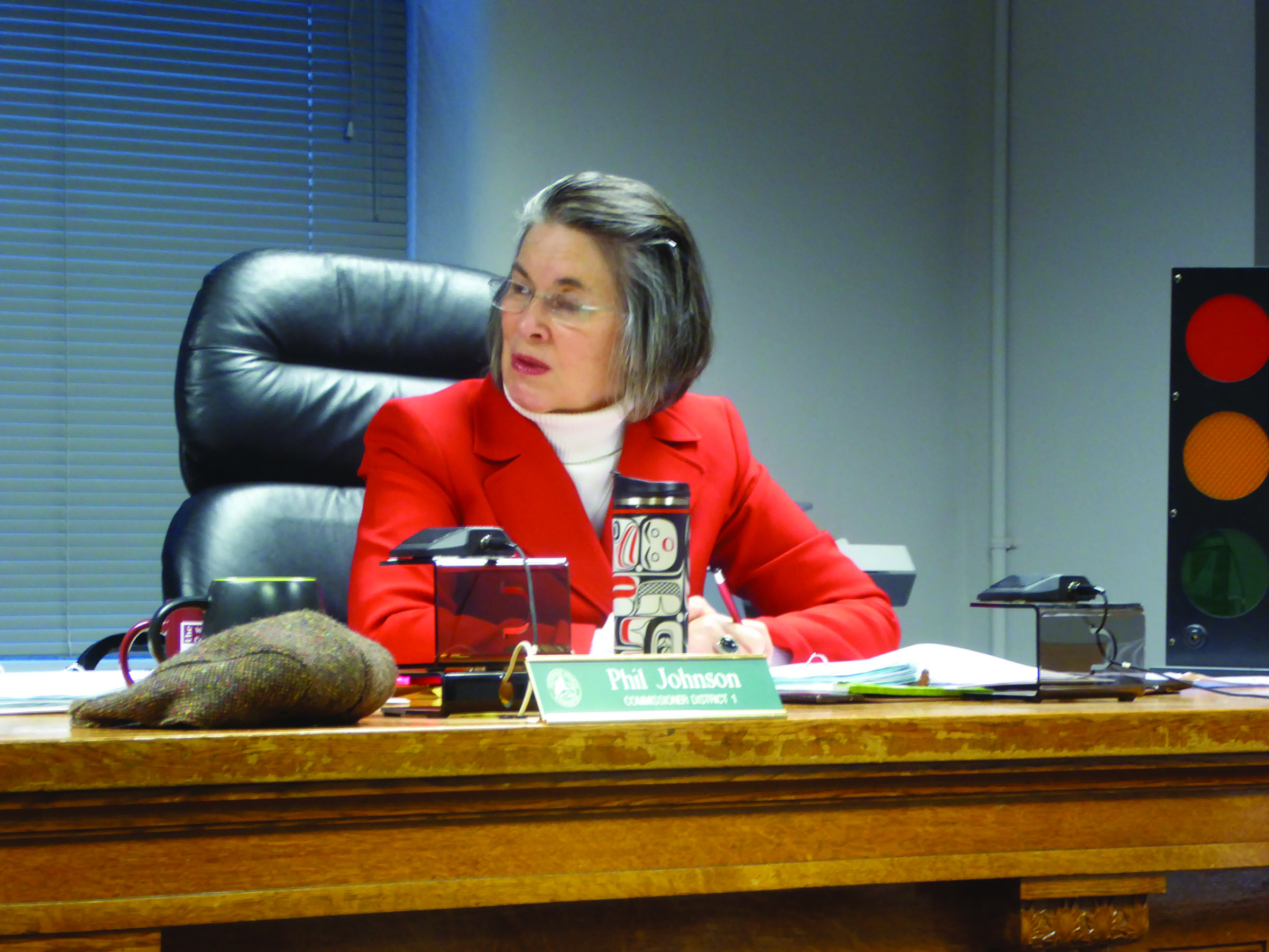 Jefferson County District 3 Commissioner Kathleen Kler was elected as the boards first female chair Monday.  Charlie Bermant/Peninsula Daily News ()