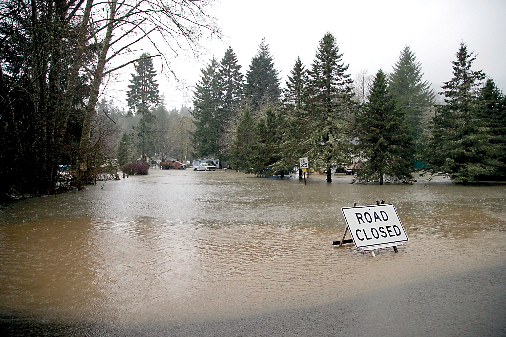 Kelly Road in Brinnon is closed at Duckabush Road at midday Friday as the result of heavy rains earlier in the day. —Photo by Steve Mullensky/for Peninsula Daily News ()