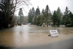 Kelly Road in Brinnon is closed at Duckabush Road at midday Friday as the result of heavy rains earlier in the day. —Photo by Steve Mullensky/for Peninsula Daily News ()