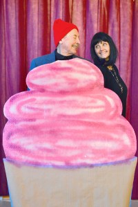 Merv Wingard and Brenda DeChant play blind daters Max and Natasha in “The Cupcake Conspiracy” at the Mount Pleasant Grange this weekend.  — Photo by Diane Urbani de la Paz/Peninsula Daily News ()