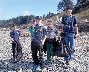 Boy Scouts from Sequim participated in the Washington Coast Cleanup last April at the Hoh reservation. (Peter Craig)