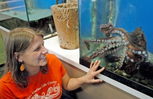 Fiero Marine Life Center Executive Director Melissa Williams and Ursula spend some Easter Sunday quality time together. Photo by Chris McDaniel/Peninsula Daily News ()