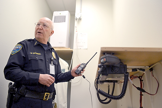 The radio room for Sequims new city emergency operations center inside the Clallam Transit Center can be powered with a solar generator if needed