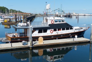 Lu-Lu Belle going back in the water at the guest dock west of the harbormasters office at the Port Angeles Boat Haven after having been on the hard at Platypus Marine.  David G. Sellars/for Peninsula Daily News ()