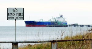 A ship is seen moored in 2012 at a BP oil refinery in the Strait of Georgia just beyond the location of a proposed coal exporting terminal in Ferndale. The U.S. Army Corps of Engineers on Monday denied a permit to a $700 million project to build the nations largest coal-export terminal in northwest Washington state.  The Associated Press ()
